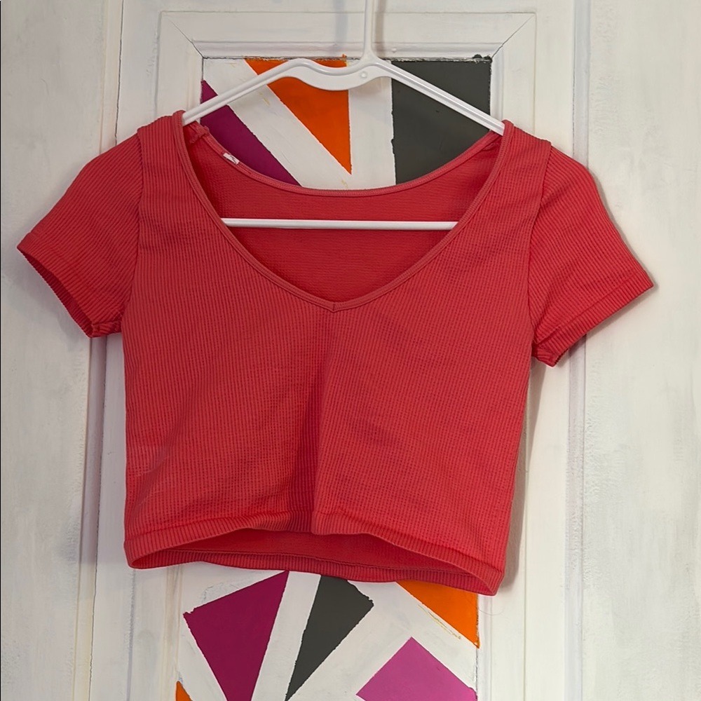 Women's Red V-Neck Top
